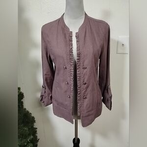 Maurices MauveRuffled JacketMaurices Lavender Purple Open Front Blazer Roll Up S